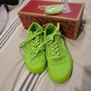 Neon green checkered Vans